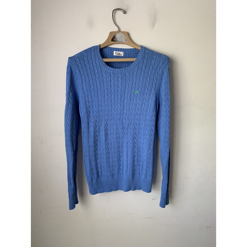Lilly Pulitzer Womens Sweater XXS Cable Knit Crew Neck Preppy Blue Old Money VTG